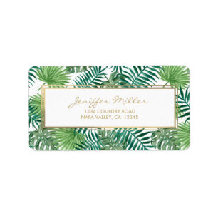 Étiquette Tropical Foliage Botanical Leaves Pattern.        