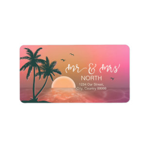 Étiquette Tropical Isle Sunrise Mr. & Mme Pink ID581