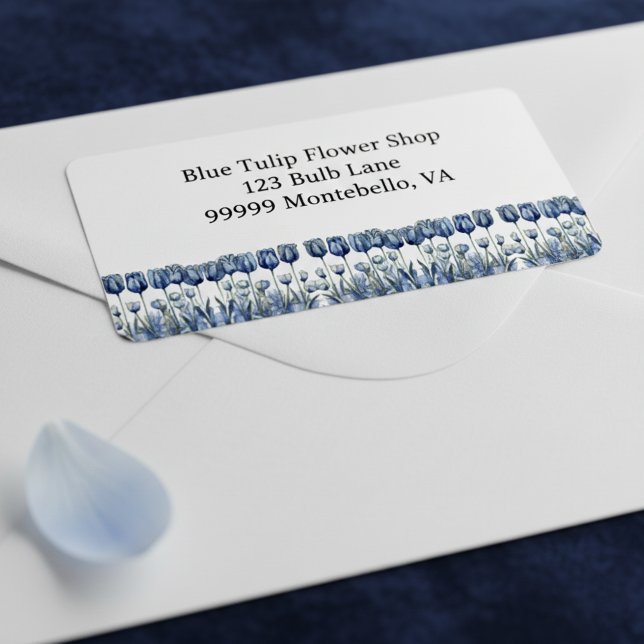 Étiquette Tulipes dans Delft Blue personnalisable (Créateur téléchargé)
