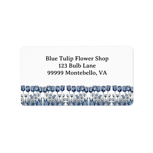 Étiquette Tulipes dans Delft Blue personnalisable (Devant)