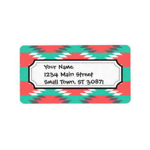 Étiquette Turquoise aztèque de Natif américain et motif ro