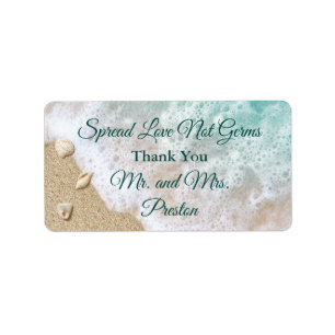 Étiquette Turquoise Beach Waves Spread Love Sanitizer à la m