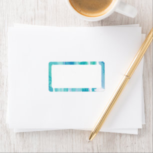 Étiquette Turquoise bleu aquarelle teinture noire Adresse bl