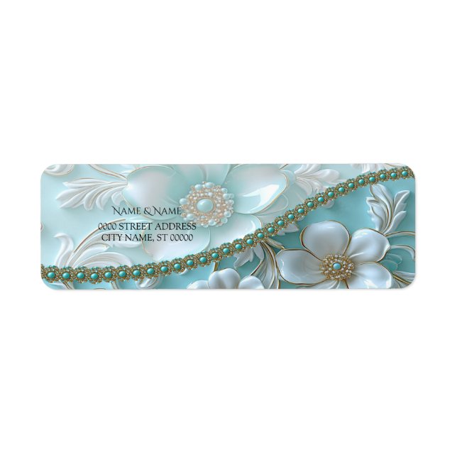 Étiquette turquoise de retour Floral (Devant)