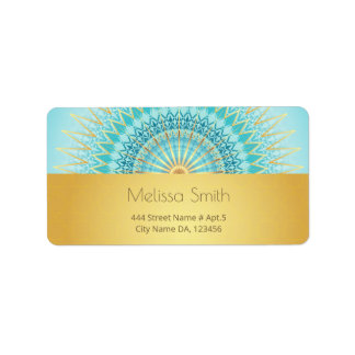 Étiquette Turquoise Gold Boho Mandala