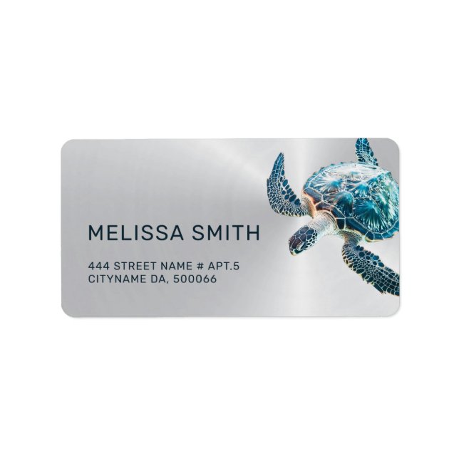 Étiquette Turquoise Turtle Silver (Devant)