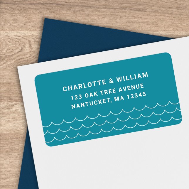 Étiquette Turquoise Waves Return Address (Créateur téléchargé)