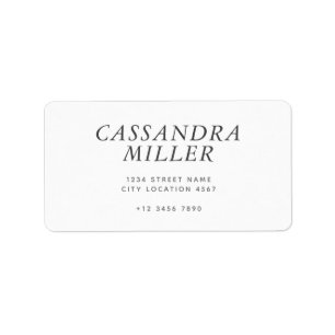 Étiquette Typographie Italique Minimaliste Élégante Adresse