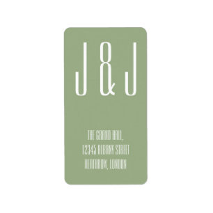 Étiquette Typographie moderne Gras Monogramme Sage Vert