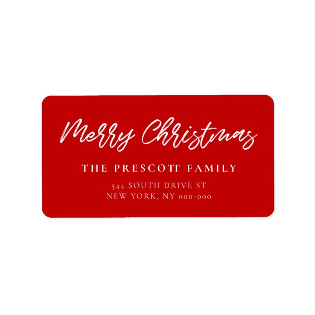 Étiquette Typographie moderne Joyeuse famille Noël (Devant)