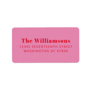 Étiquette Typographie rouge rose gras Adresse de retour pers