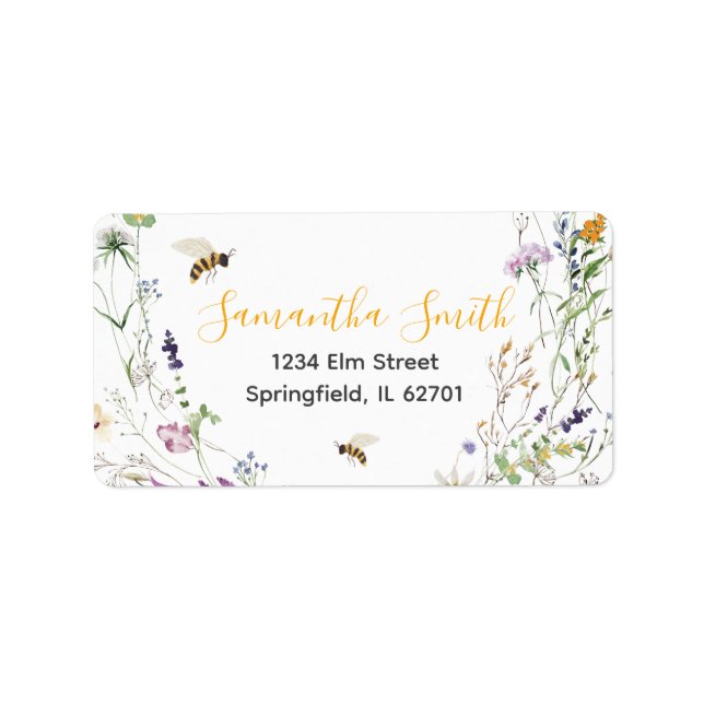 Étiquette Un peu de miel abeille Fleur sauvage Adresse Baby  (Devant)
