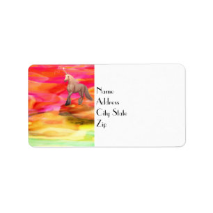 Étiquette Unicorne dans le désert peint