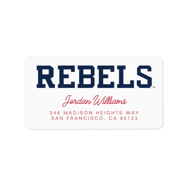 Étiquette Université du Mississippi | Wordmark Rebels (Devant)