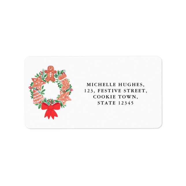 Étiquette Vacances Noël Couronne Retourner l'adresse (Devant)