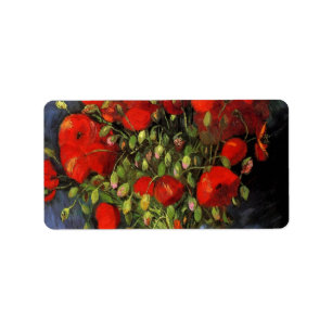 Étiquette Vase avec des pavots rouges par Vincent van Gogh