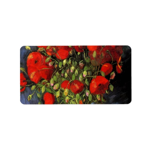 Étiquette Vase avec des pavots rouges par Vincent van Gogh (Devant)