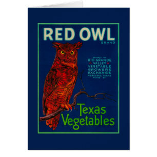 Étiquette végétal de hibou rouge