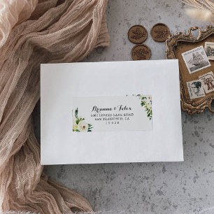 Étiquette Vert Blanc Automne Floral Mariage RSVP Adresse
