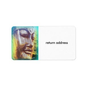 Étiquette vert du visage de la bouddha