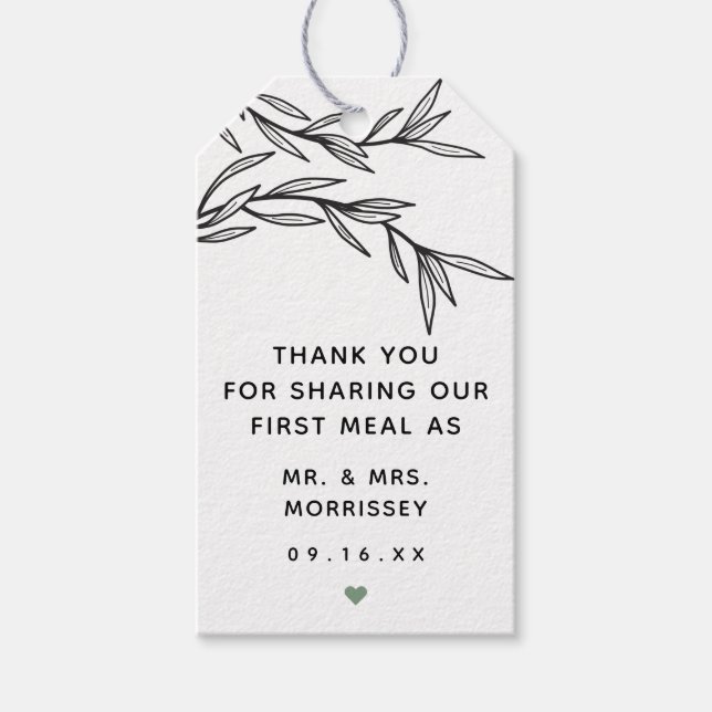 Étiquette verte Premier repas Mariage Favor (Devant)