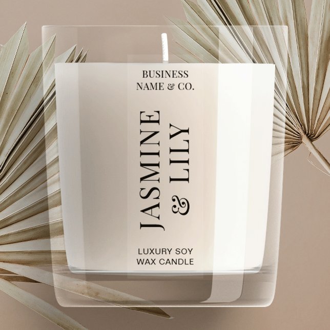 Étiquette vertical translucide minimaliste à bougi (Minimalist transparent vertical product label, great for candle jars, boxes and more)