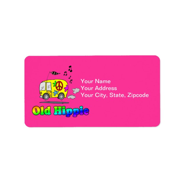 Étiquette Vieux bus Hippie (Devant)