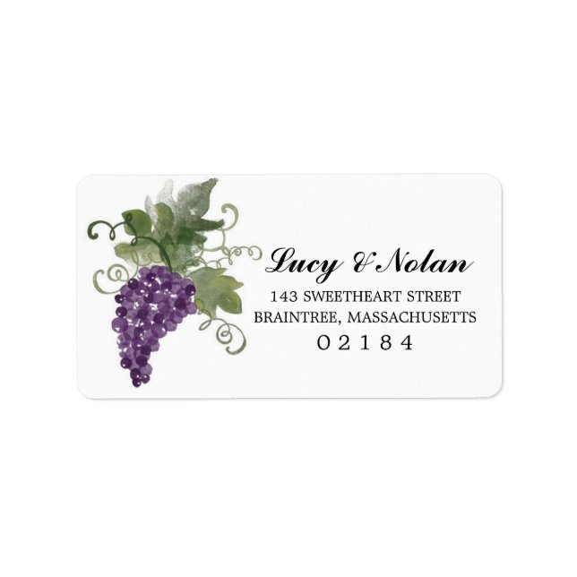 Étiquette Vignoble aquarelle | Adresse postale (Devant)