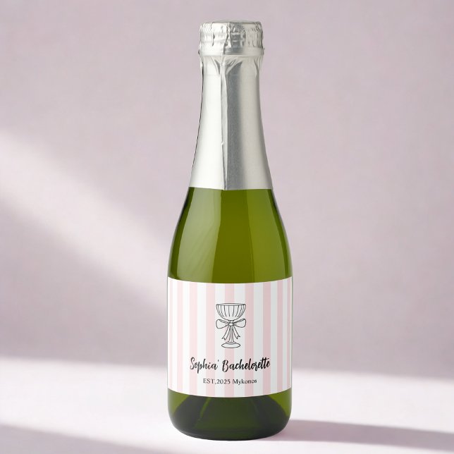 Étiquette Vin Bachelorette | Bande rose (Créateur téléchargé)