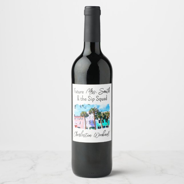 Étiquette Vin de fête de bachelorette - Charleston (Devant)