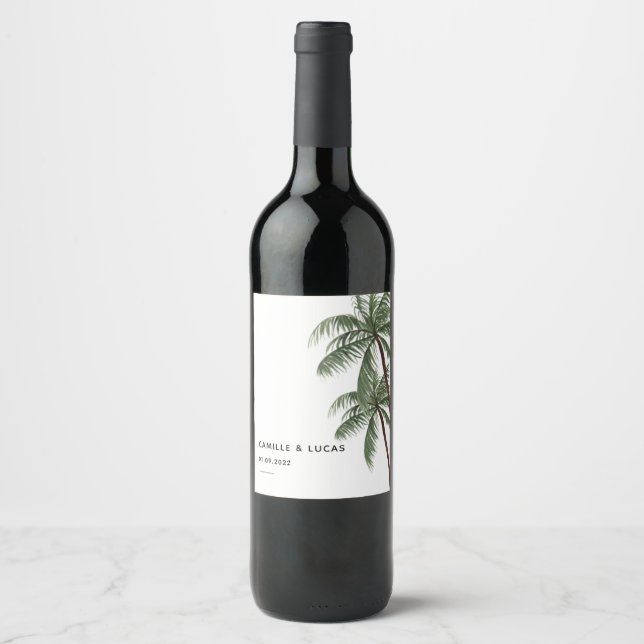 Étiquette vin minimaliste Palm Trees (Devant)
