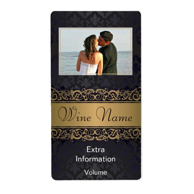 Étiquette Vin Motif Noir Classique Avec Baisers (Devant)