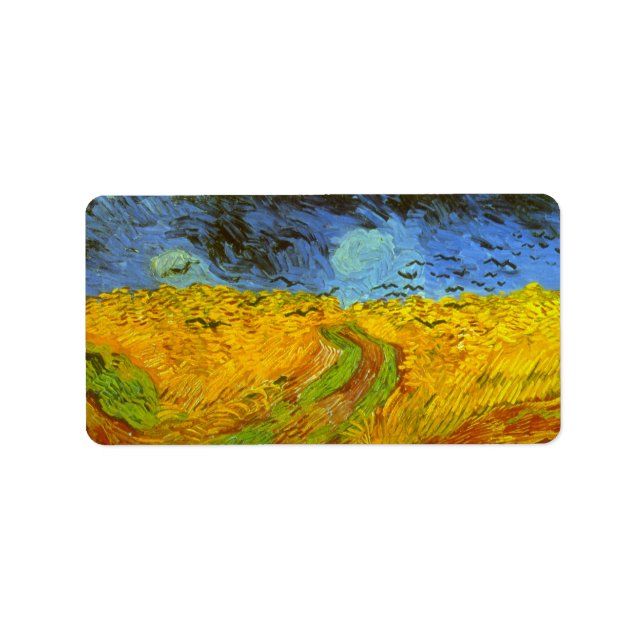 Étiquette Vincent van Gogh Champ de blé avec corbeaux (Devant)
