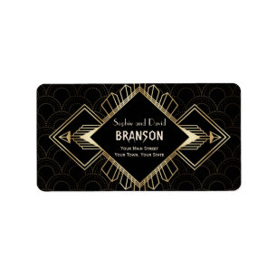Étiquette Vintage 20s Gold Noir Grand Mariage Gatsby