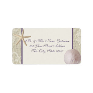 Étiquette Vintage Beach Purple Adresse
