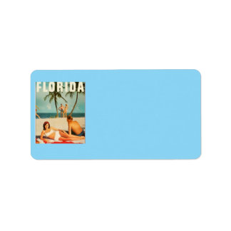 Étiquette Vintage Beach Scene