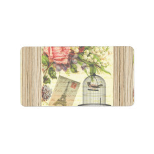 Étiquette Vintage Bird Floral Paris Tour Eiffel