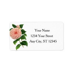 Étiquette Vintage Camellia Botanique