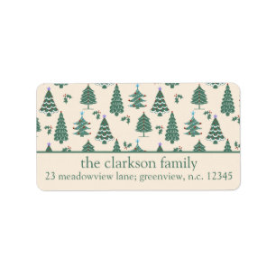 Étiquette Vintage Christmas Trees Retourner l'adresse étique
