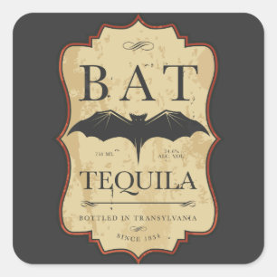 Étiquette vintage de Halloween de tequila de batt