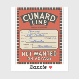 étiquette vintage de ligne Cunard (personnalisable