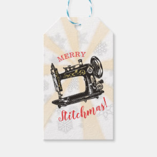 Étiquette vintage de Noël d'ouvrière couturièr