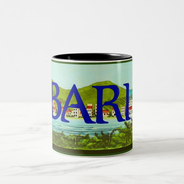 Étiquette vintage de raisin pour Bari Italie Mug (Centre)