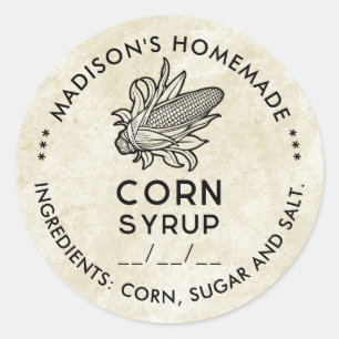 Étiquette vintage de sirop de maïs avec épis noirs