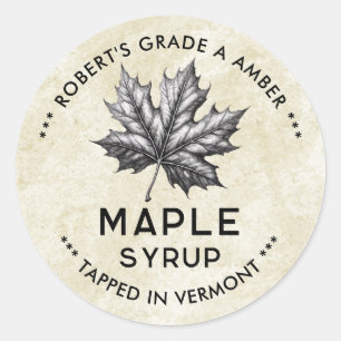 étiquette vintage de sirop d'érable à feuille