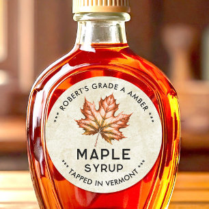 Étiquette vintage de sirop d'érable avec feuille