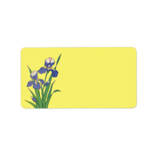 Étiquette Vintage Floral, Purple Spring Garden Fleurs d'Iris