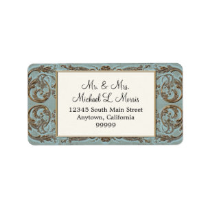 Étiquette Vintage Golden Lace Baroque Mariage Retour Adresse