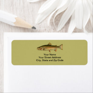 Étiquette Vintage Rainbow Trout Dark Khaki
