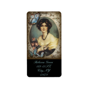 Étiquette vintage victorien floral retro paris femme